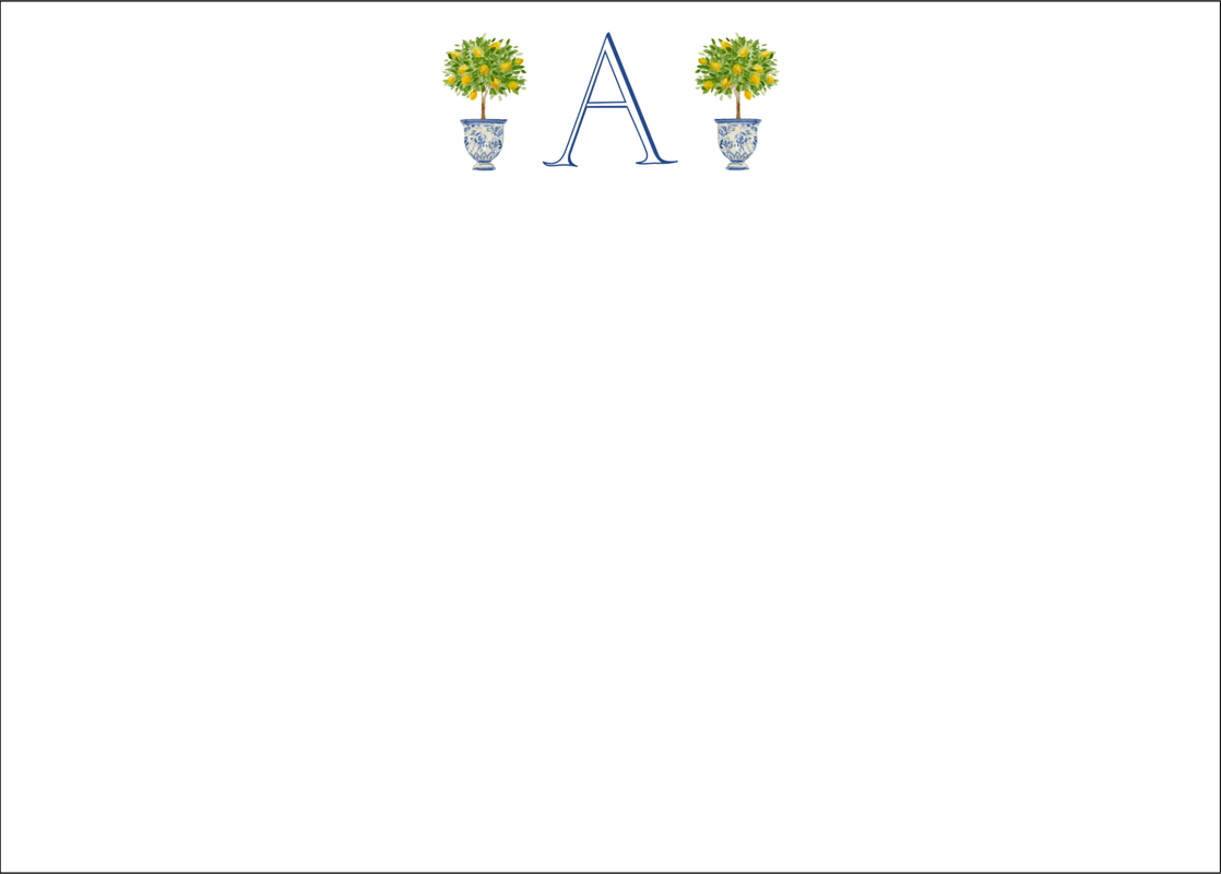 caspari Lemon Topiary Personalized Correspondence Cards