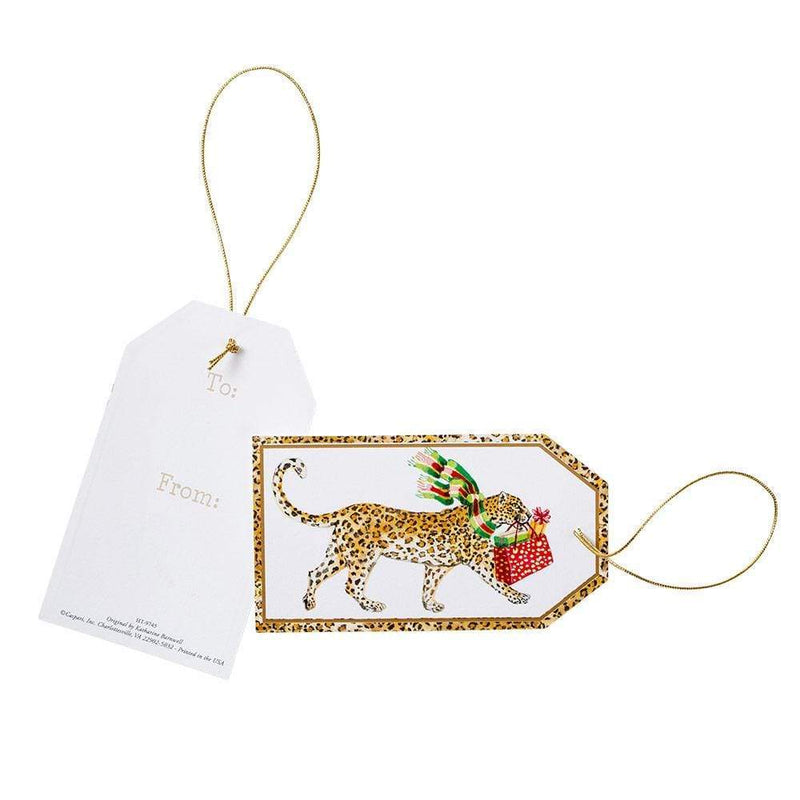 Caspari Leopards In Snow Classic Gift Tags - 4 Per Package