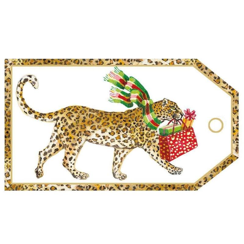 Caspari Leopards In Snow Classic Gift Tags - 4 Per Package