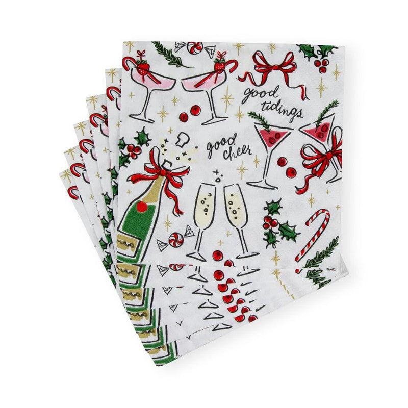 Caspari Let's Be Merry Paper Cocktail Napkins - 20 Per Package