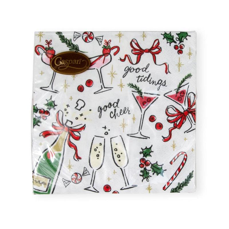 Caspari Let's Be Merry Paper Cocktail Napkins - 20 Per Package