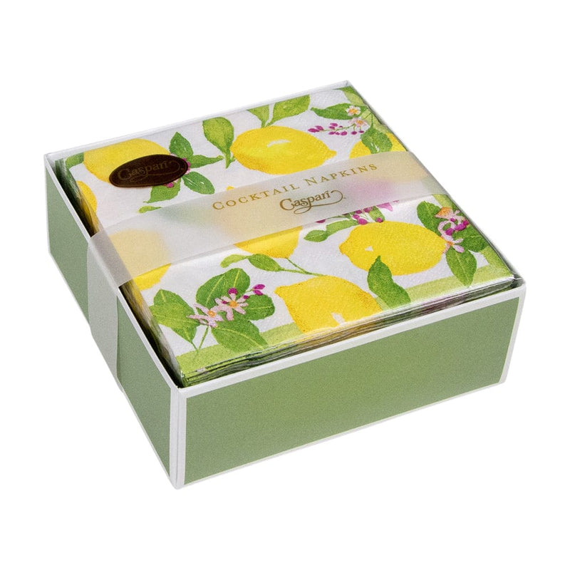 Caspari Limoncello Boxed Cocktail Napkins - 40 Per Box