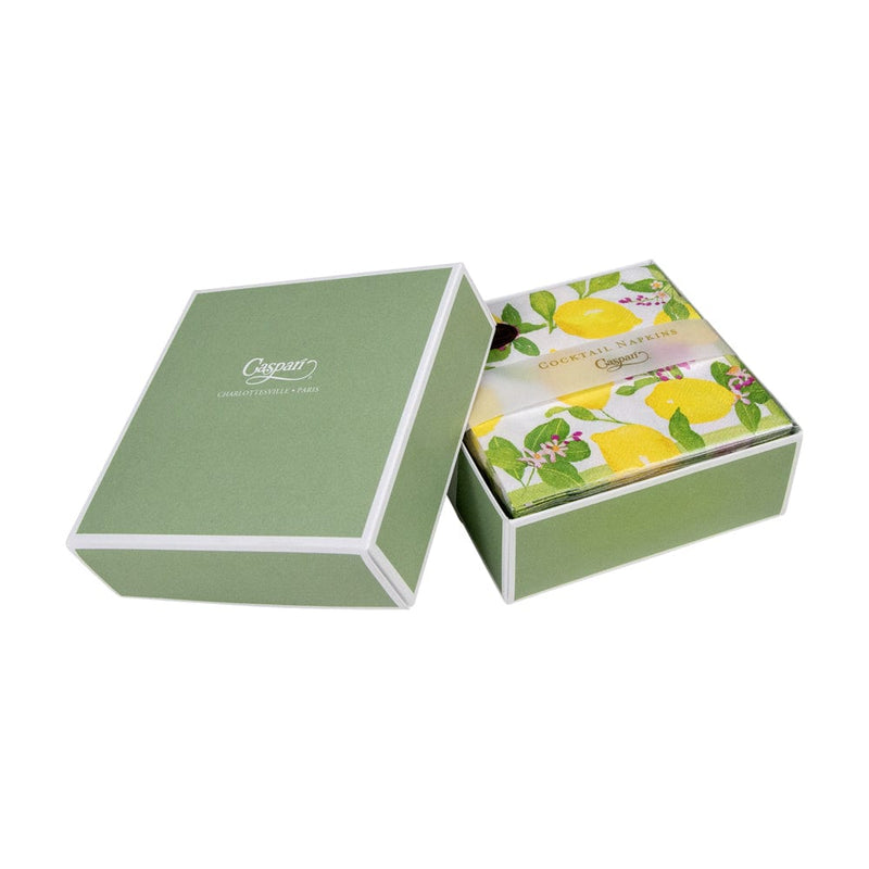 Caspari Limoncello Boxed Cocktail Napkins - 40 Per Box