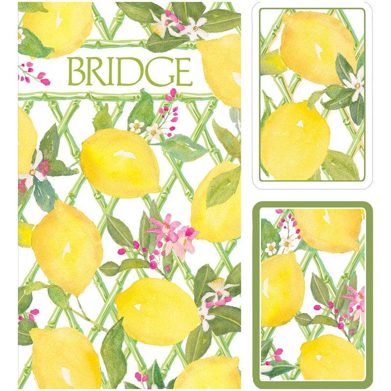 caspari Limoncello Bridge Gift Sets - 2 Playing Card Decks & 2 Score Pads