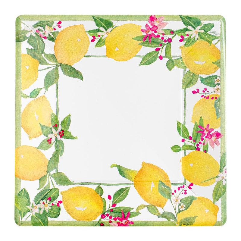 Caspari Limoncello Square Dinner Plates - 8 Per Package