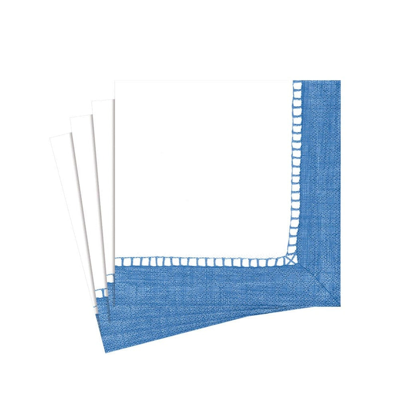caspari Linen Border Paper Cocktail Napkins in Blue - 20 Per Package