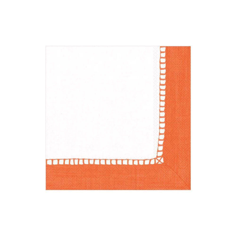 Caspari Linen Border Paper Cocktail Napkins In Coral - 20 Per Package