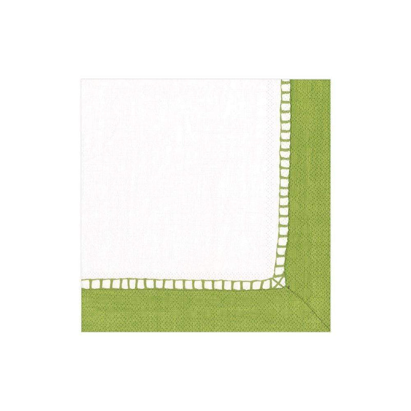 Caspari Linen Border Paper Cocktail Napkins In Green - 20 Per Package