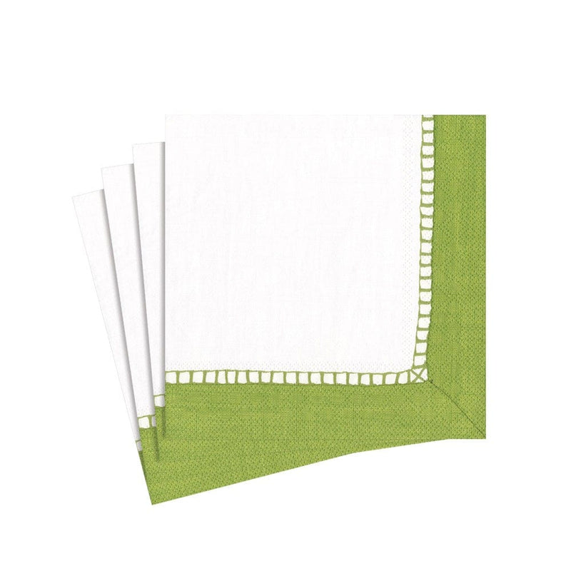 caspari Linen Border Paper Cocktail Napkins in Green - 20 Per Package