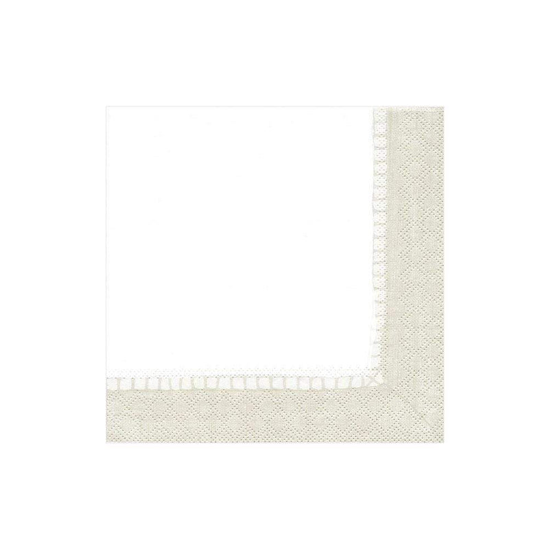 Caspari Linen Border Paper Cocktail Napkins In Natural - 20 Per Package