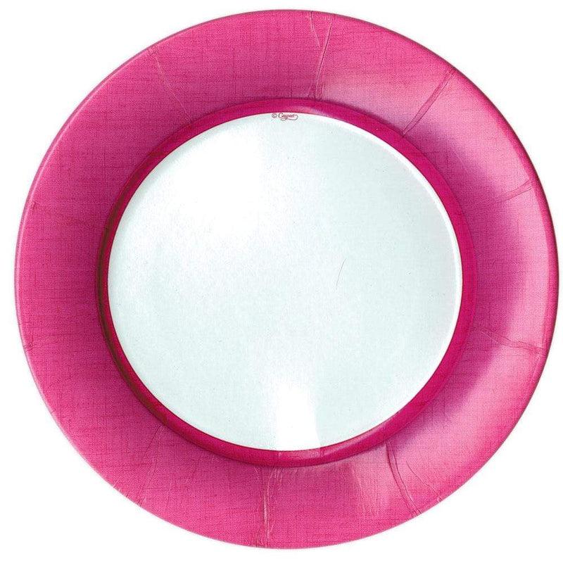 caspari Linen Border Paper Dinner Plates in Fuchsia - 8 Per Package