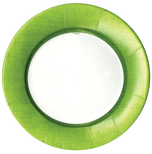 caspari Linen Border Paper Dinner Plates in Moss Green - 8 Per Package