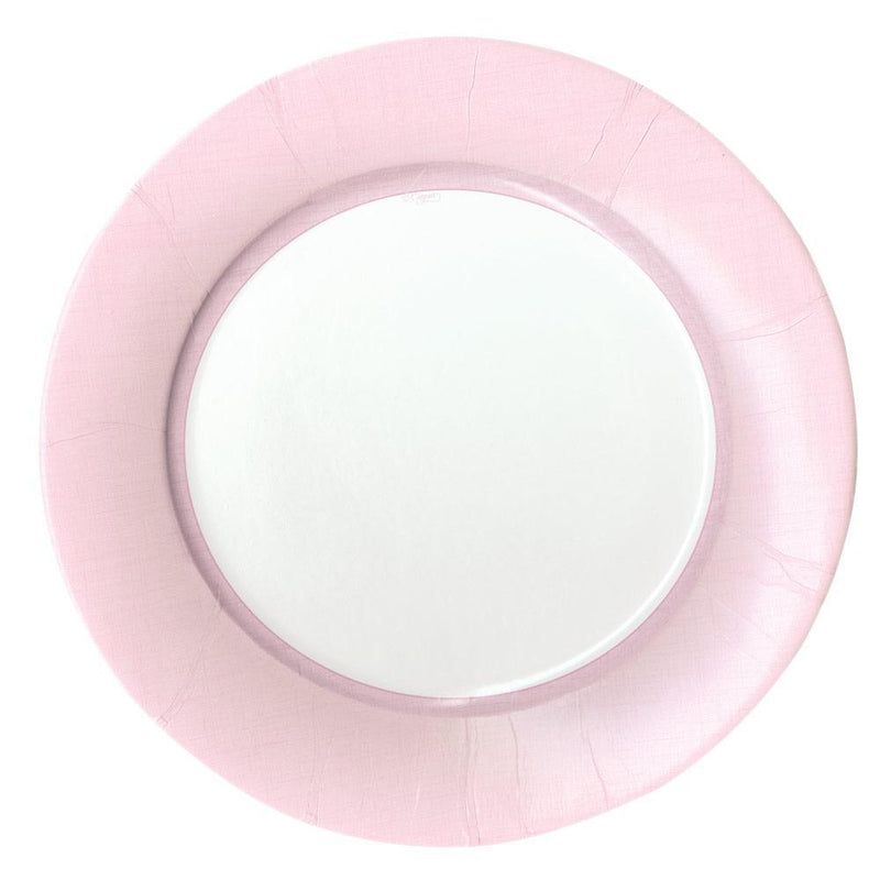 caspari Linen Border Paper Dinner Plates in Petal Pink - 8 Per Package
