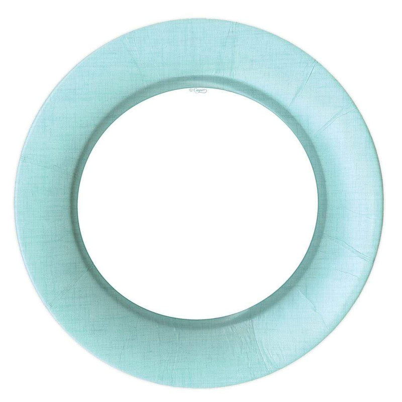 caspari Linen Border Paper Dinner Plates in Robin's Egg Blue - 8 Per Package