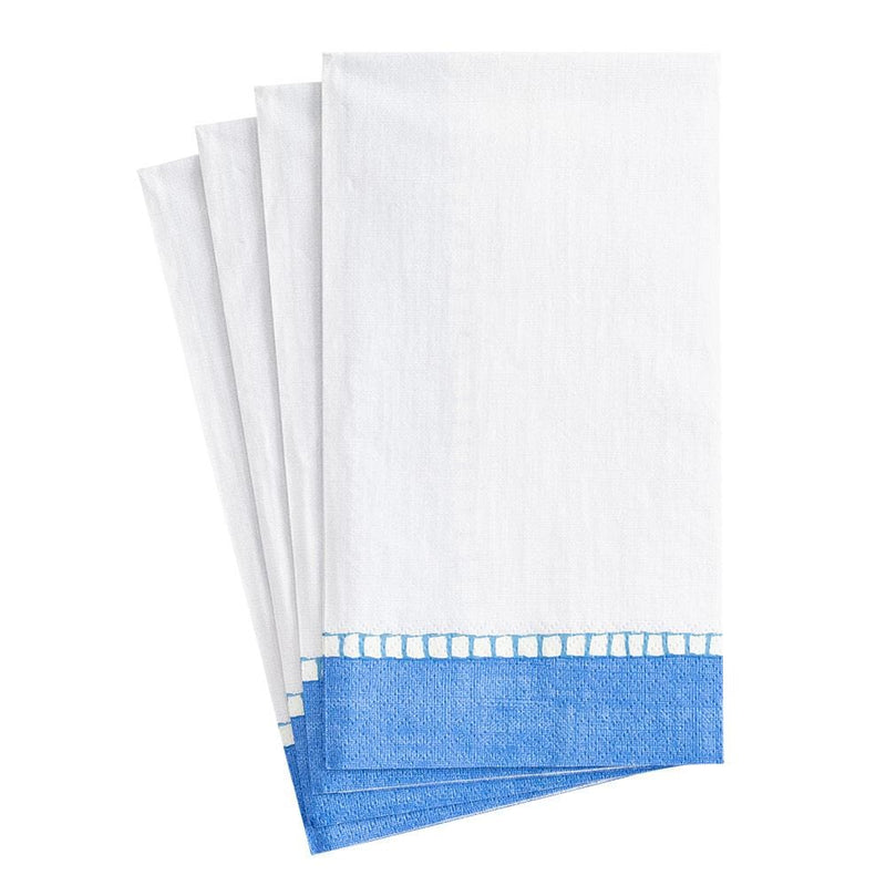 Caspari Linen Border Paper Guest Towel Napkins In Blue - 15 Per Package