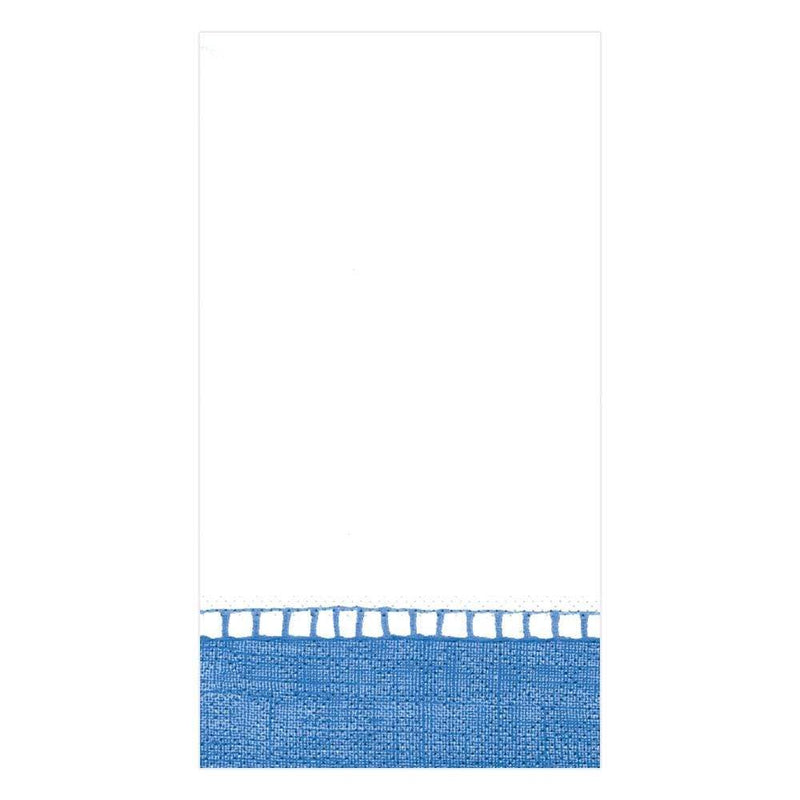 caspari Linen Border Paper Guest Towel Napkins in Blue - 15 Per Package