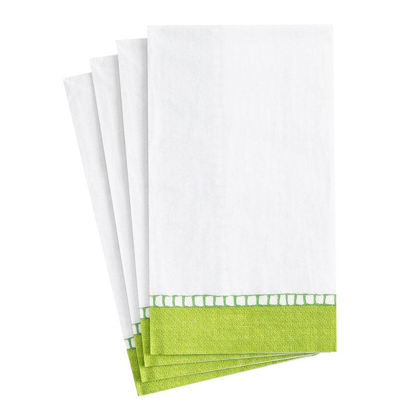 Caspari Linen Border Paper Guest Towel Napkins In Green - 15 Per Package