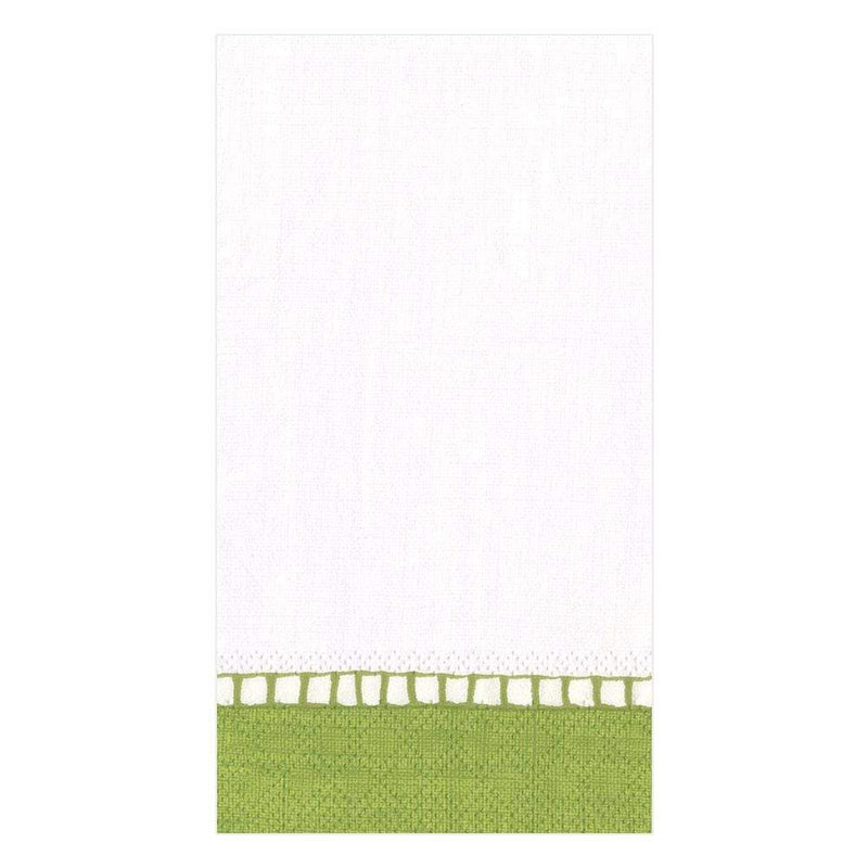 caspari Linen Border Paper Guest Towel Napkins in Green - 15 Per Package