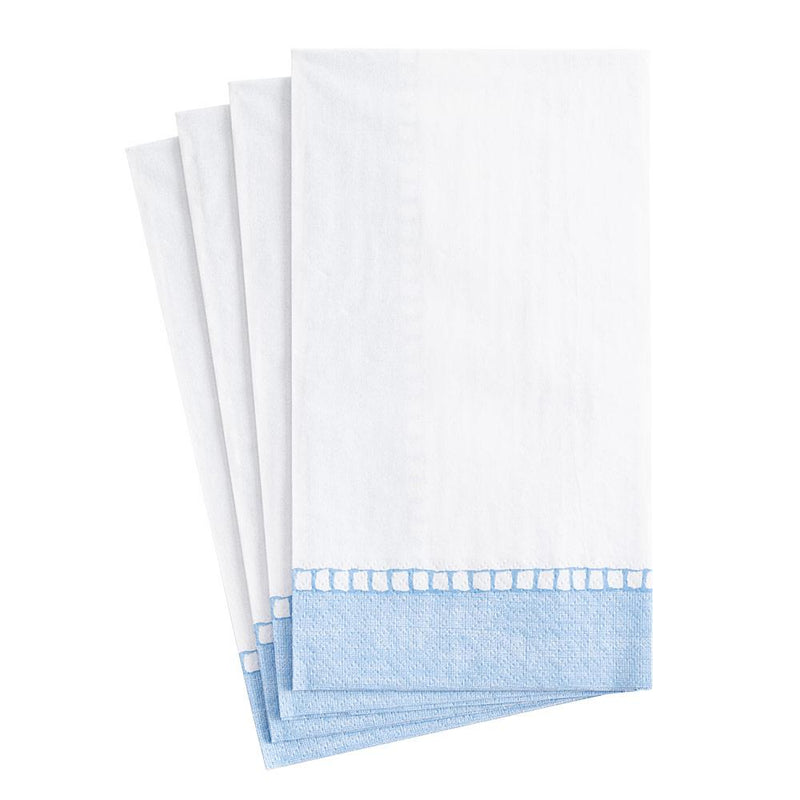 Caspari Linen Border Paper Guest Towel Napkins In Light Blue - 15 Per Package