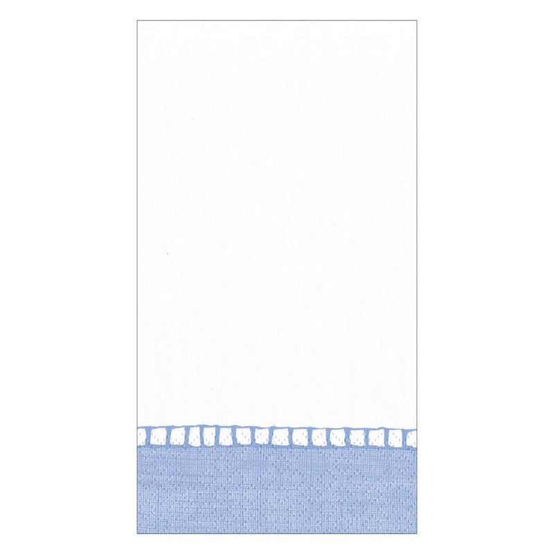 caspari Linen Border Paper Guest Towel Napkins in Light Blue - 15 Per Package