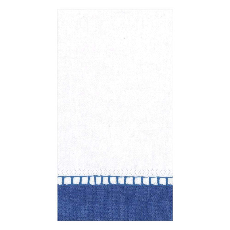 caspari Linen Border Paper Guest Towel Napkins in Marine Blue - 15 Per Package