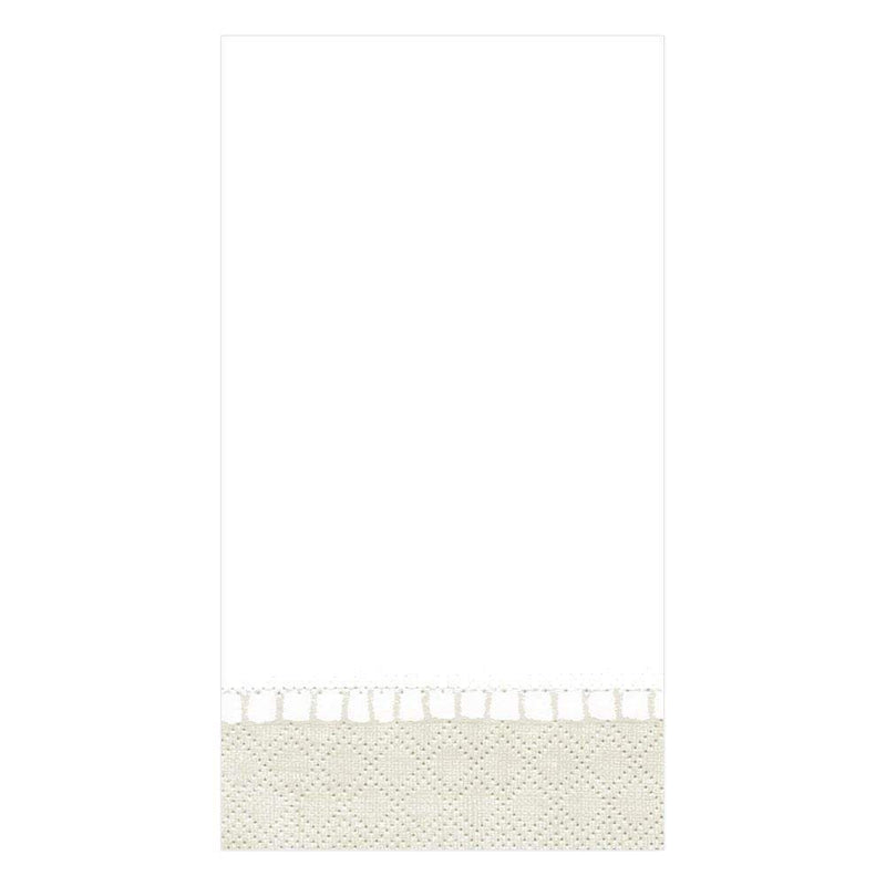 caspari Linen Border Paper Guest Towel Napkins in Natural - 15 Per Package