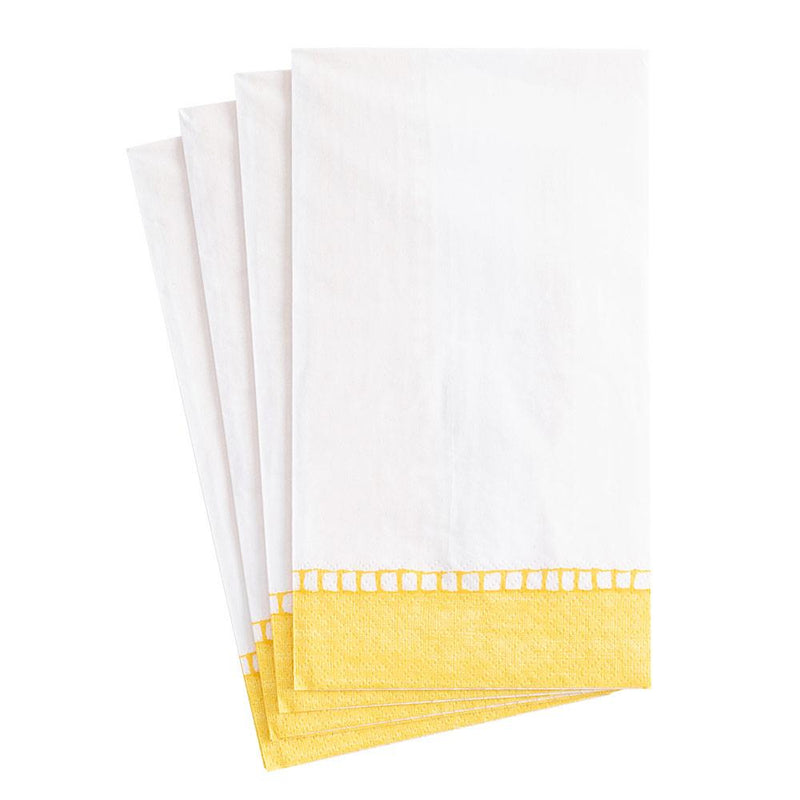 Caspari Linen Border Paper Guest Towel Napkins In Yellow - 15 Per Package