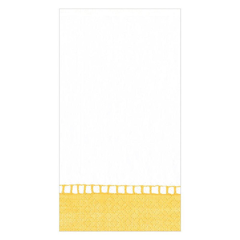 caspari Linen Border Paper Guest Towel Napkins in Yellow - 15 Per Package
