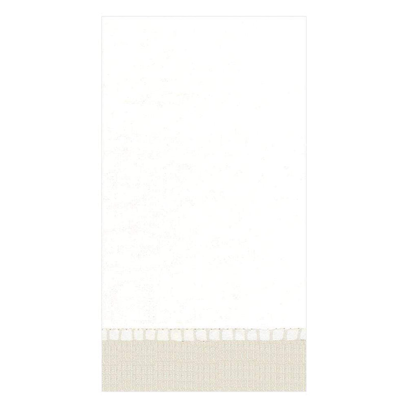 caspari Linen Border Paper Linen Guest Towel Napkins in Natural - 12 Per Package