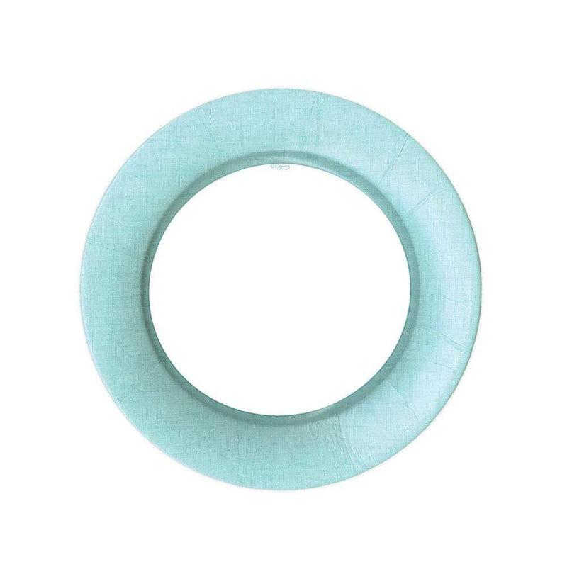 caspari Linen Border Paper Salad & Dessert Plates in Robin's Egg Blue - 8 Per Package