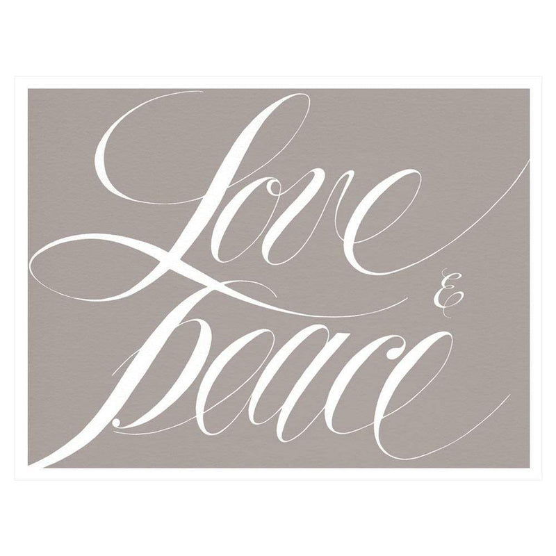 caspari Love and Peace Large Boxed Christmas Cards - 15 Cards & 15 Envelopes