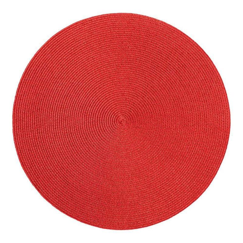 caspari Luxe Lurex Metallic Braided Round Placemat in Holiday Red - 1 Each