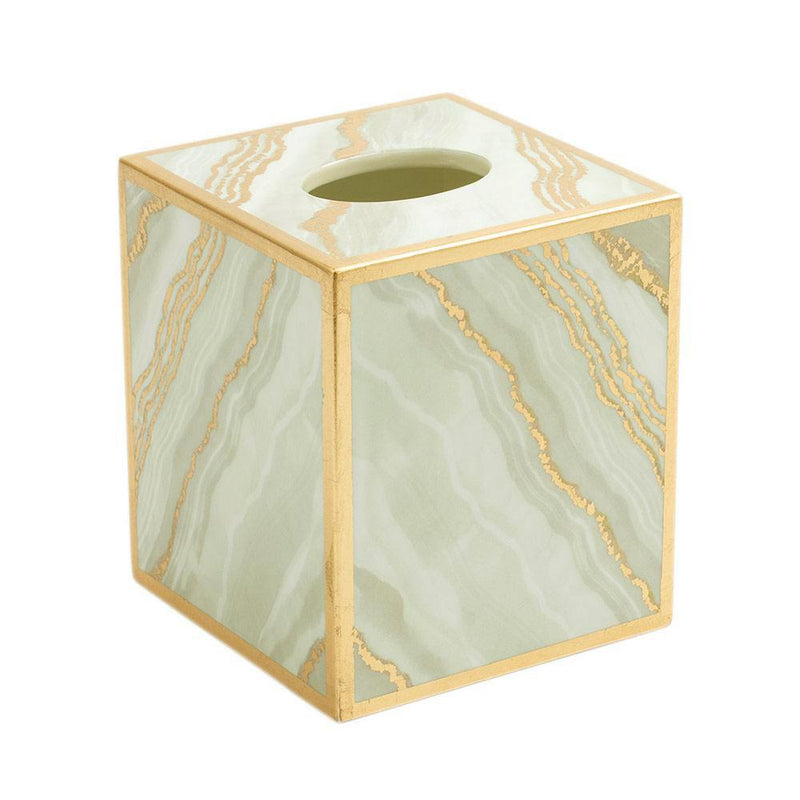 Caspari Marble Lacquer Tissue Box Cover In Moonlight Grey - 1 Each