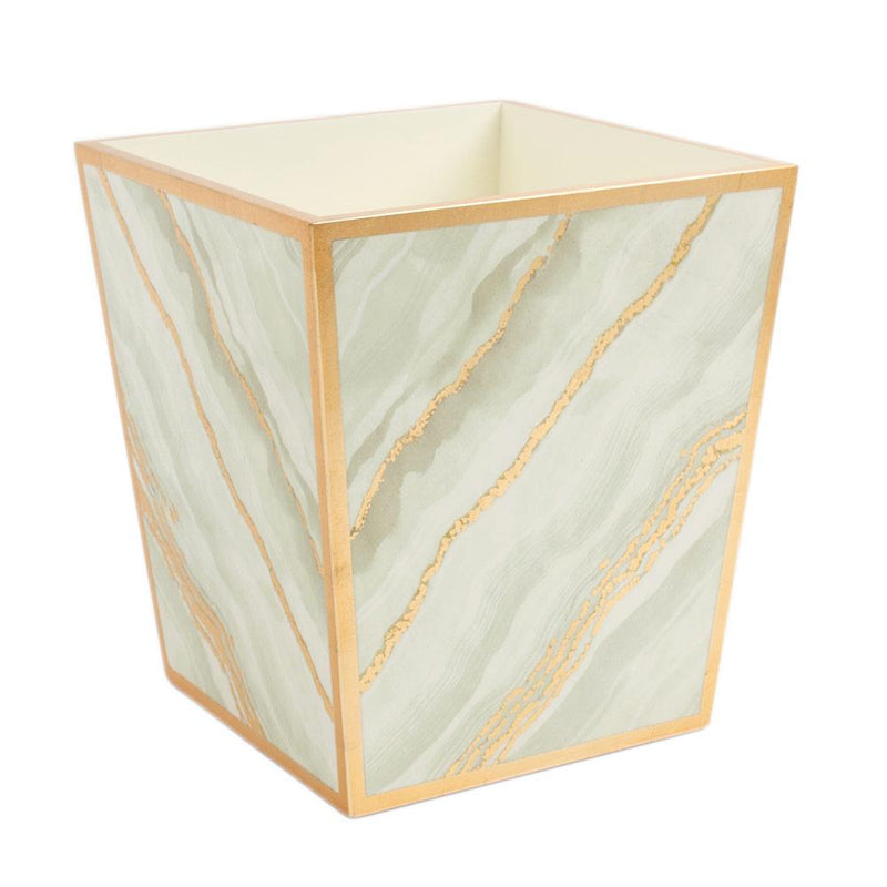 caspari Marble Lacquer Wastebasket in Moonlight Grey - 1 Each