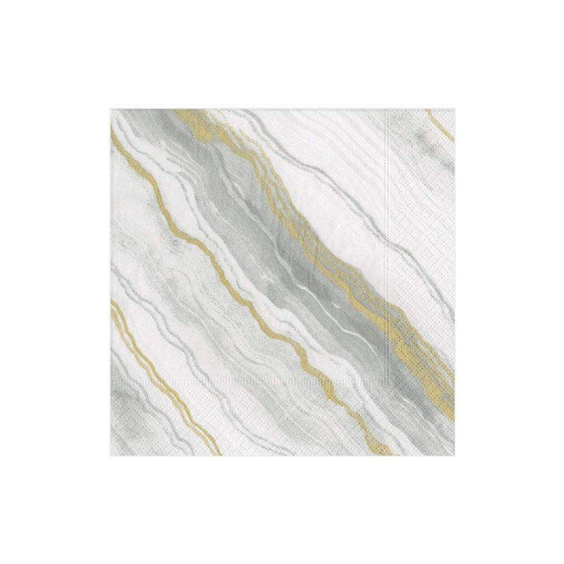 Caspari Marble Paper Cocktail Napkins In Grey - 20 Per Package