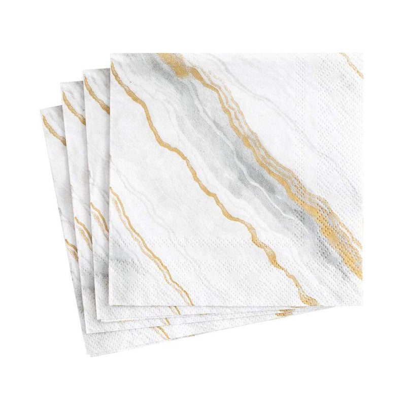 caspari Marble Paper Cocktail Napkins in Grey - 20 Per Package