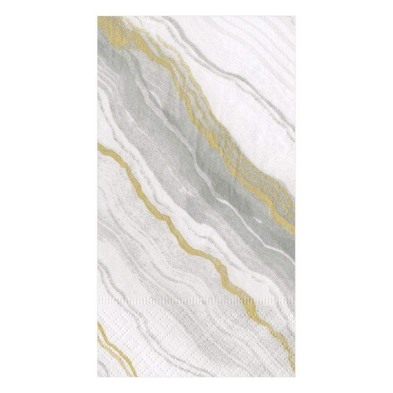 caspari Marble Paper Guest Towel Napkins in Grey - 15 Per Package