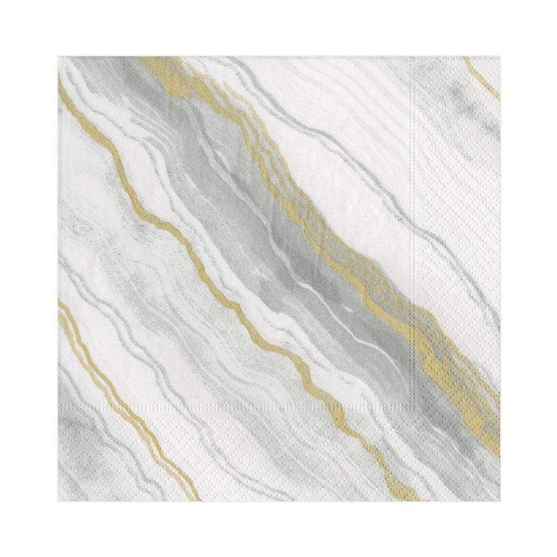 caspari Marble Paper Luncheon Napkins in Grey - 20 Per Package