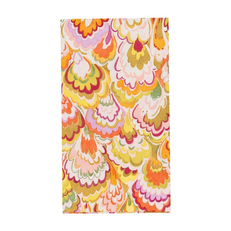 Caspari Marbled Ceramica Raspberry & Chartreuse Guest Towel Napkins - 15 Per Package