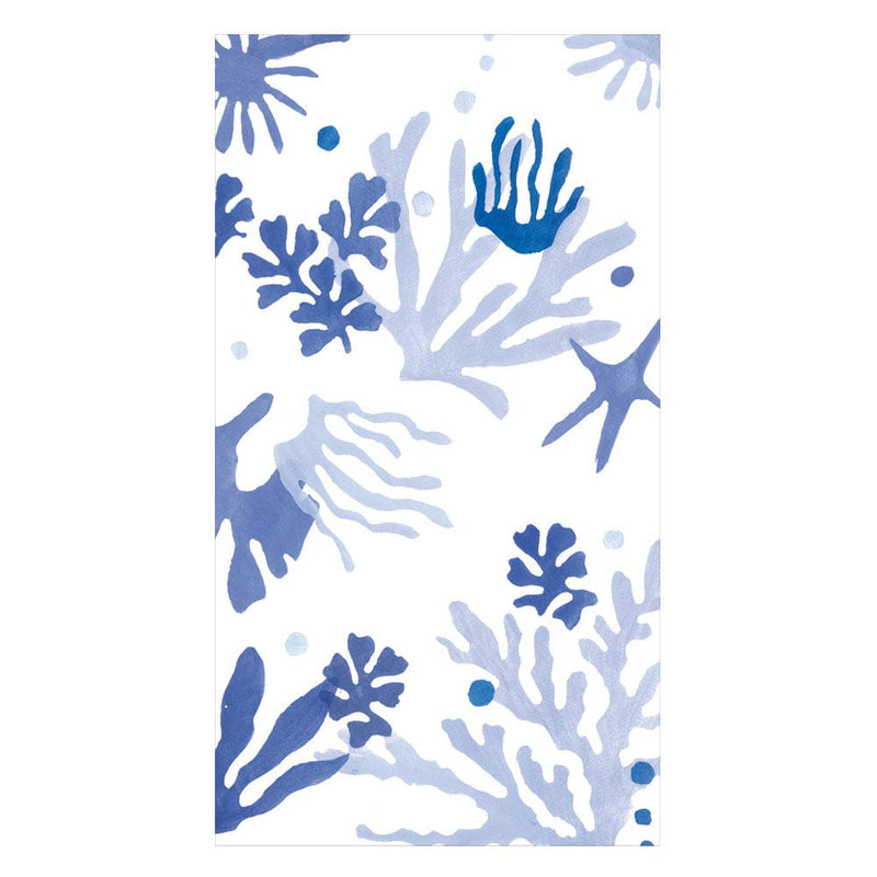 caspari Matisse Guest Towel Napkins in Coral & Blue - 15 Per Package