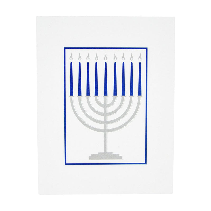 caspari Menorah Embossed Large Personalized Hanukkah Cards