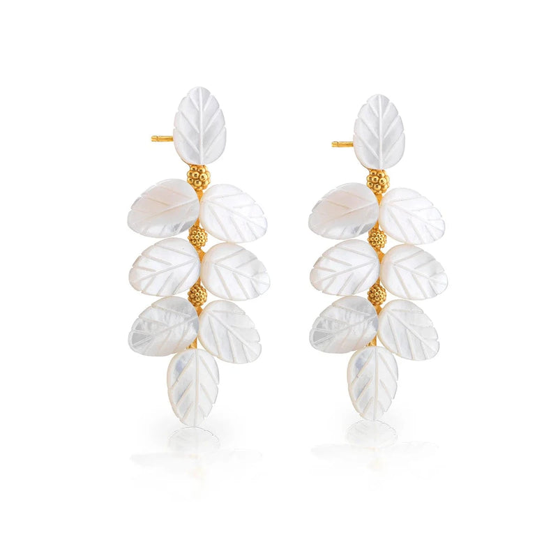 Caspari Mermaid Garden Vine Drop Earrings - Mother Of Pearl