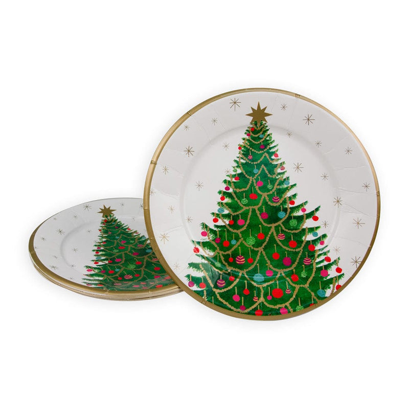 Caspari Merry And Bright Dinner Plates - 8 Per Package