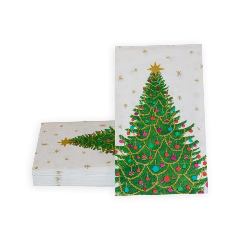 Caspari Merry And Bright Guest Towel Napkins - 15 Per Package
