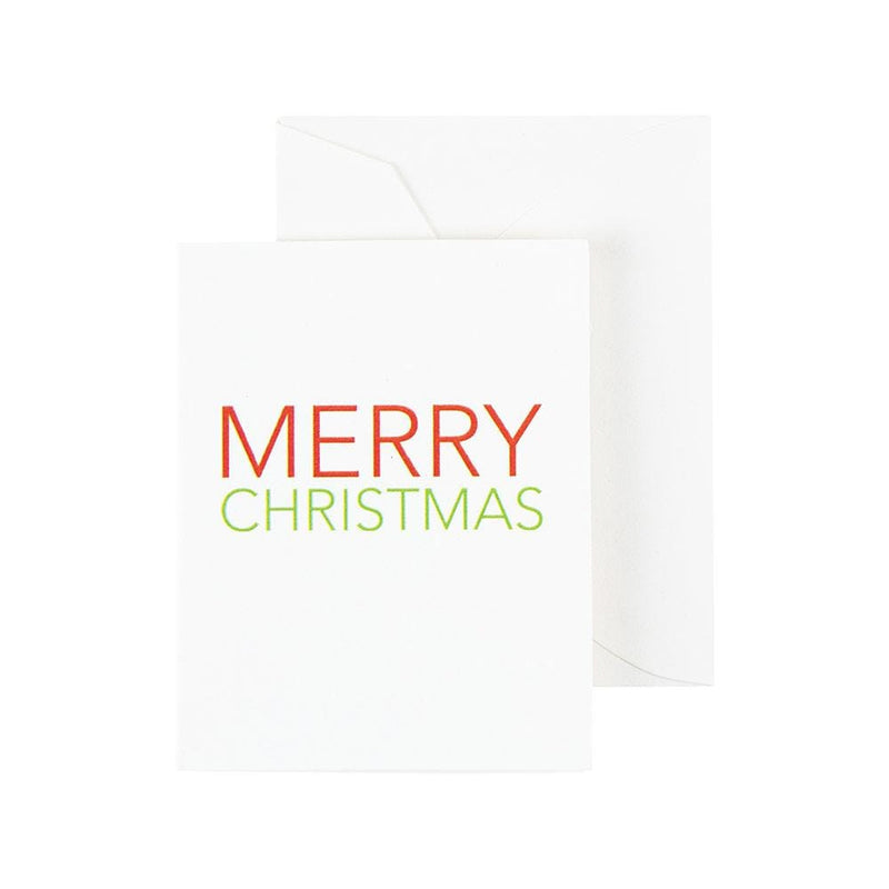 caspari Merry Christmas Block Gift Enclosure Cards - 4 Mini Cards & 4 Envelopes