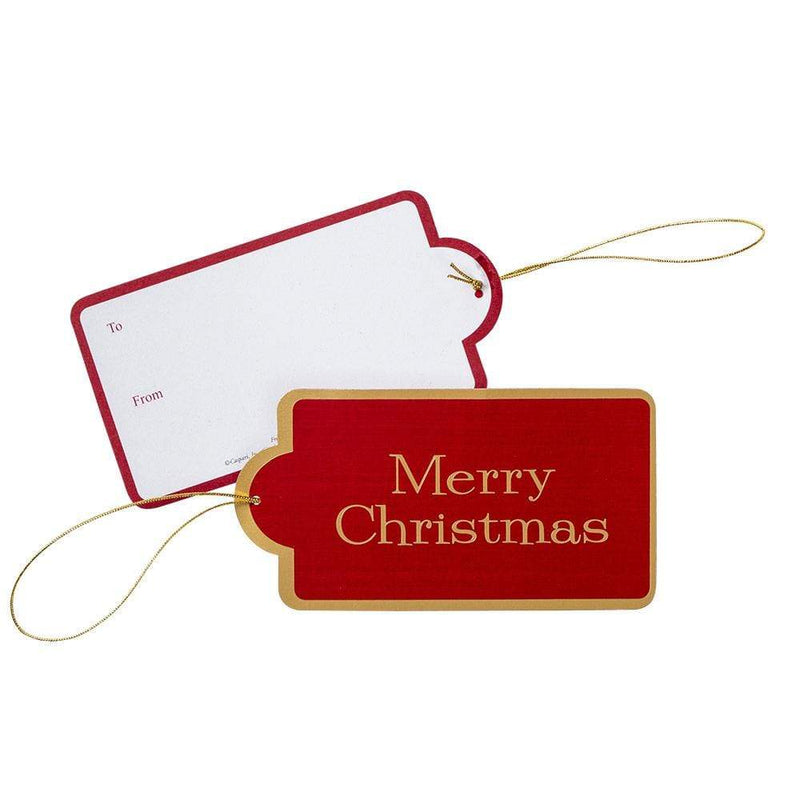 Caspari Merry Christmas Hanging Gift Tags - 4 Tags With Gold Cord
