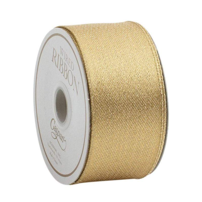 Caspari Metallic Gold & Gold Wired Ribbon - 8 Yard Spool