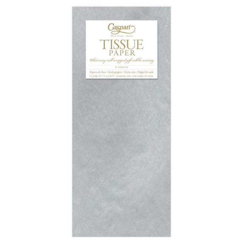 Caspari Metallic Tissue Paper In Silver - 4 Sheets Included