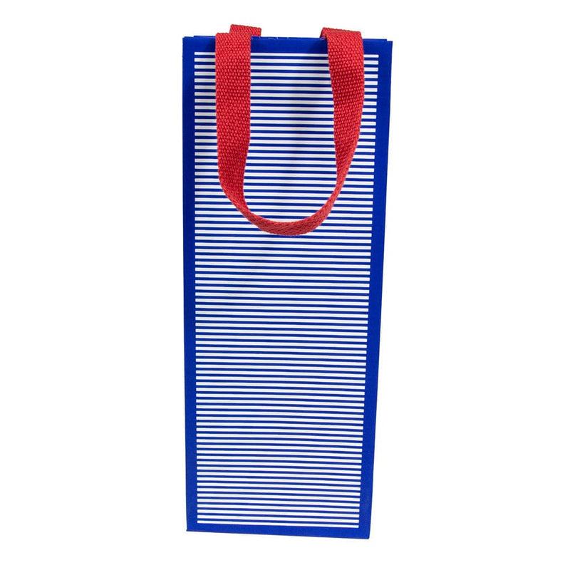 Caspari Mini Stripe Navy Wine & Bottle Gift Bags - 1 Each
