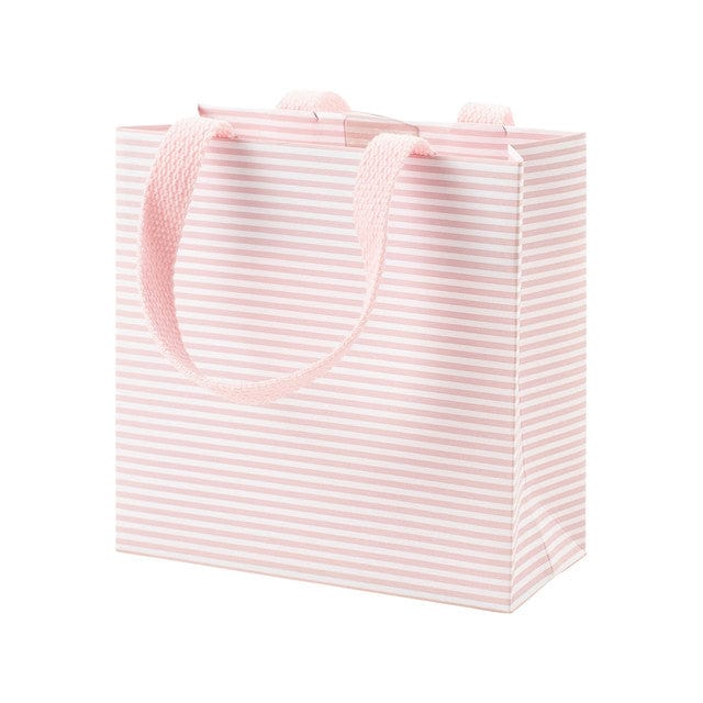 caspari Mini Stripe Small Square Gift Bag in Blush - 1 Each